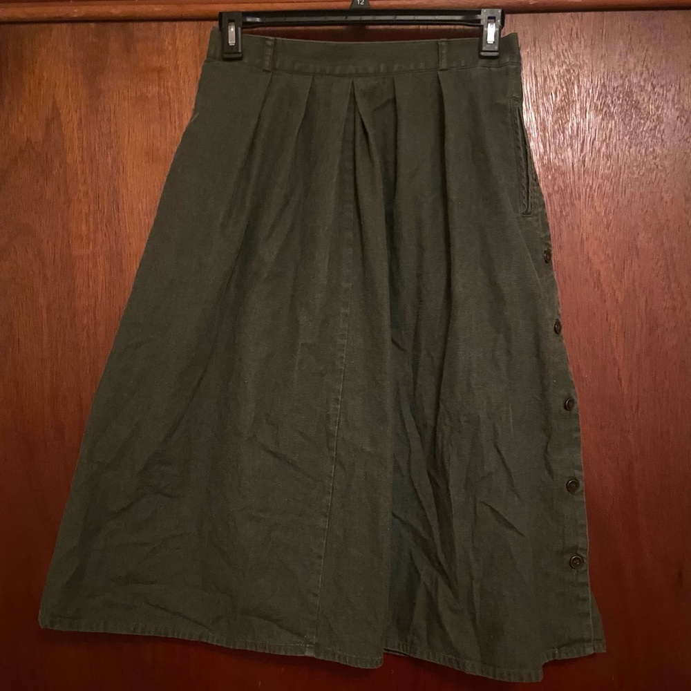 Olive/army Green Cotton Vintage Koret Skirt with pockets